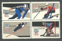 United States Of America 1980 Mi 1411-1414A MNH  (ZS1 USAvie1411-1414A) - Ski