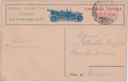 1916 Cartolina Militare In Franchigia Con Raffigurata Automobile FIAT ZERO Tre Colori Rara - Auto's