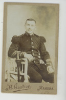 PHOTOS ORIGINALES - CDV Portrait Militaire N°115 Sur Col Uniforme - Photo A. GAUTIER à MAMERS - Anciennes (Av. 1900)