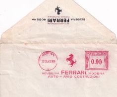 1942 Busta Con Affrancatura Meccanica Rossa EMA  SCUDERIA FERRARI Modena AUTO AVIO COSTRUZIONI RARISSIMA - Automobili