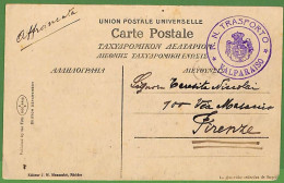 Ad0920 - GREECE - Postal History - Italian MILITARY PAQUEBOT Postmark VALPARAISO On Postcard From RHODES 1912 - Briefe U. Dokumente