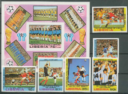 Liberia 1978 Football Soccer World Cup Set Of 6 + S/s Imperf. MNH -scarce- - 1978 – Argentina