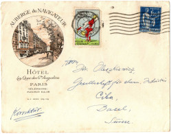 1,42 FRANCE,AUBERGE DU NAVIGATEUR HOTEL PARIS, COVER TO SWITZERLAND - Otros & Sin Clasificación