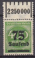 DR  287 A W OR, -/1-5-1, Ungebraucht *, Überdruckmarke, 1923 - Nuovi