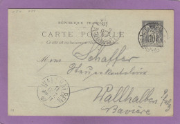 GANZSACHE AUS PARIS NACH WALLHABEN,BAYERN. - Cartoline Postali E Su Commissione Privata TSC (ante 1995)