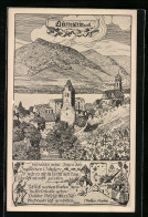 Künstler-AK Ulf Seidl: Dürnstein /Donau, Teilansicht Des Ortes, Stadttor  - Autres & Non Classés