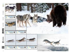 Ukraine 2024, Fauna, Wolves, Bears, Art, Sheetlet Of 6v - Ukraine