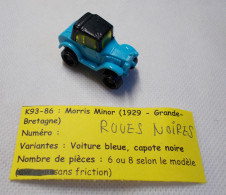 Kinder - Voitures Anciennes - Morris Minor 1929 Grande-Bretagne Bleue, Capote Noire, Sans Friction - K93 86 - Sans BPZ - Montables