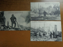 3 Cartes De Bruxelles Exposition - L'Incendie Des 14-15 Aout 1910 - Bruxelles Kermesse -> Onbeschreven En Beschreven - Universal Exhibitions