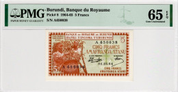 BURUNDI 1964 ,P8-5 FRANCS-PMG 65 - VERY RARE! - Burundi