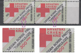 Croatia, Error, 1993, MNH, Michel 30, Difference In Thickness Of The Inscription, Red Cross - Croacia