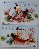 CHINA - Tamura - Girl & Fish - 2 Cards - T1 - Mint - Cina