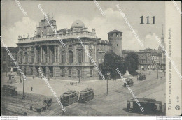 Bb140 Cartolina Torino Citta'  Piazza Castello E Palazzo Madama Da Ponente Tram - Andere & Zonder Classificatie