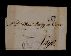 Gc8567 PORTUGAL Black In A Circulo Pmk Lisboa +other Pmk +fees Red 40r. Mailed March 1822 Lisboa »Vigo - ...-1853 Prephilately