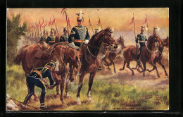 Künstler-AK Harry Payne: 21st Lancers, Getting Out A Stone From The Foot, Ulanen Im Feld  - Autres & Non Classés