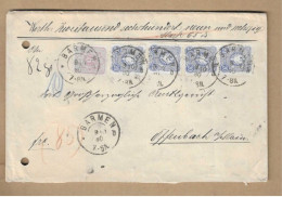 Los Vom 09.05  Wert-Briefumschlag  Aus Barmen Nach Offenbach  1880 Aktenlochung - Covers & Documents