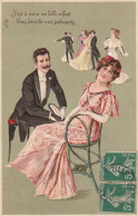 CPA - Illustrateur - Gaufrée - Style Viennoise- Couple  PFB - - Avant 1900