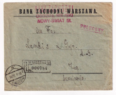 Lettre 1930 Pologne Poland Varsovie Warszawa  Bank Zachodni Zug Zoug Suisse Banque Finance Polska - Briefe U. Dokumente