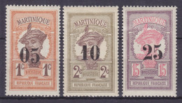 Martinique 1920 Mi. 78-80, Native Woman Overprinted Aufdruck Surchargé, MH* - Unused Stamps