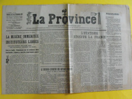 Journal La Province N° 16 Du 13-19 Septembre 1928. Instituteurs Libres Bretagne - Autres & Non Classés