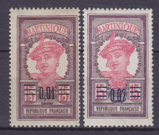 Martinique 1922 Mi. 81-82, Native Woman Overprinted Aufdruck Surchargé, MH* - Nuevos