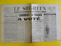 Hebdo Le Segréen N° 47 Du 24 Novembre 1962. Segré Riond Dalai-Lama Candé Pouancé Lacombe - Otros & Sin Clasificación