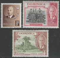 Dominica. 1951 KGVI. ½c, 5c, 6c MH. SG 120, 125, 126. M5031 - Dominica (...-1978)