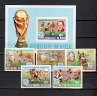 Niger 1978 Football Soccer World Cup Set Of 5 + S/s With Winners Overprint In Silver Imperf. MNH -scarce- - 1978 – Argentine