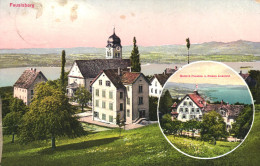 FEUSISBERG, SCHWYZ, MULTIPLE VIEWS, FLAG, ARCHITECTURE, CHURCH, TOWER WITH CLOCK, SWITZERLAND, POSTCARD - Feusisberg