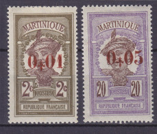 Martinique 1924 Mi. 118-19, Native Woman Overprinted Aufdruck Surchargé, MH* - Unused Stamps