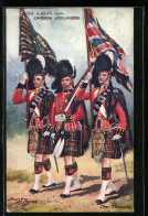 Künstler-AK Harry Payne: The Queen`s Own, Cameron Highlanders, The Colours, Soldaten Im Kilt Mit Fahne  - Other & Unclassified