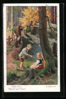 Künstler-AK Otto Kubel: Brüder Grimm, Hänsel Und Gretel, Nr. 2, Der Holzhacker Und Sein Weib Fuhren In Den Wald  - Cuentos, Fabulas Y Leyendas