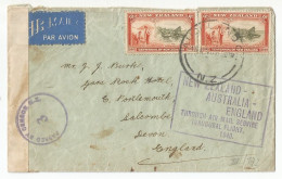 New Zealand Australia England  Inaugural Flight Air Mail Censored Cover 1940 Great Britain - Luftpost
