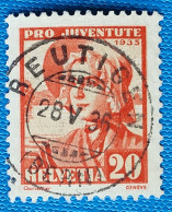 1935 Zu J 75 PRO JUVENTUTE Obl. REUTIGEN 28.5.36 Voir Description - Usati