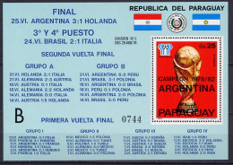 Paraguay 1978 Football Soccer World Cup S/s With "B" Number MNH - 1978 – Argentine