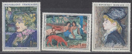 FRANKREICH 1504, 1635, 1643, Postfrisch **, Kunst: Toulouse-Lautrec, Gauguin, Renoir, 1965/68 - Unused Stamps