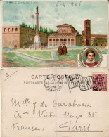ITALY 1906 POSTCARD SENT FROM ROMA TO PARIS - Storia Postale