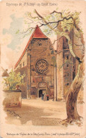 SAINT ALBAN LES EAUX . Portique De L'église De La Bénissons Dieu . Louis TAUZIN  (scan Recto-verso) OO 0983 - Saint Chamond