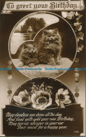 R061272 To Greet Your Birthday. Kittens. Flowers And Poem. RP. 1933 - World