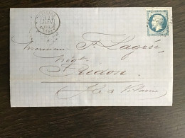 N°22 GC 4374 + T.15 ETAULES (16) / Lettre (1866) Pour REDON. CHARENTE MARITIME. TTB - 1849-1876: Période Classique