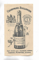 51 - - Document Publicitaire " Champagne BOLLINGER " AY ( Marne - Agent Pour L' Autriche Hongrie, G. AUSPITZ, Vienne - Advertising