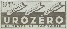 W1252 Urozèro - Sicfital - Como - Pubblicità 1949 - Vintage Advertising - Werbung