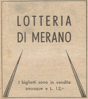 W1199 Lotteria Di Merano - Pubblicità 1926 - Vintage Advert - Reclame