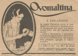 W1123 OVOMALTINA A Colazione - Pubblicità 1926 - Vintage Advert - Reclame