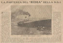 W1083 N.G.I. - Il ROMA Lascia Il Porto Di Genova - Pubblicità 1926 - Advertising - Werbung