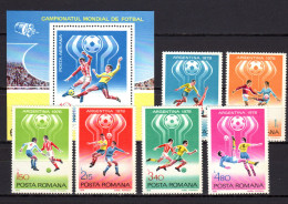 Romania 1978 Football Soccer World Cup, Space Set Of 6 + S/s MNH - 1978 – Argentine