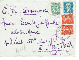 Tarifs Postaux Etranger Du 01-02-1926 (07) Pasteur N° 179 1,00 F. + Semeuse 10 C. X 2 + Blanc 5 C. Lettre 20 G. 19-04-19 - 1922-26 Pasteur