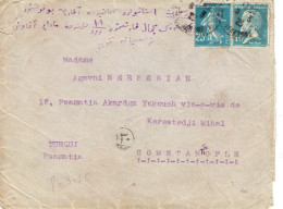 Tarifs Postaux Etranger Du 01-02-1926 (08) Pasteur N° 179 1,00 F. + Semeuse 25 C. Lettre 20 G. Pour Constantinople RARE - 1922-26 Pasteur