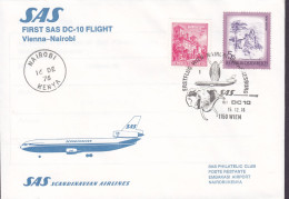 Austria First SAS DC-10 Flight VIENNA-JOHANNESBURG Erstflug WIEN-NAIROBI-JOHANNESBURG 1976 Cover Brief Lettre Elephant - Primeros Vuelos