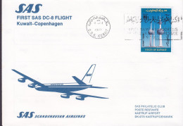 Kuwait First SAS DC-8 Flight Erstflug KUWAIT - COPENHAGEN 1977 Cover Brief Lettre KØBENHAVN LUFTHAVN (Arr.) - Koeweit